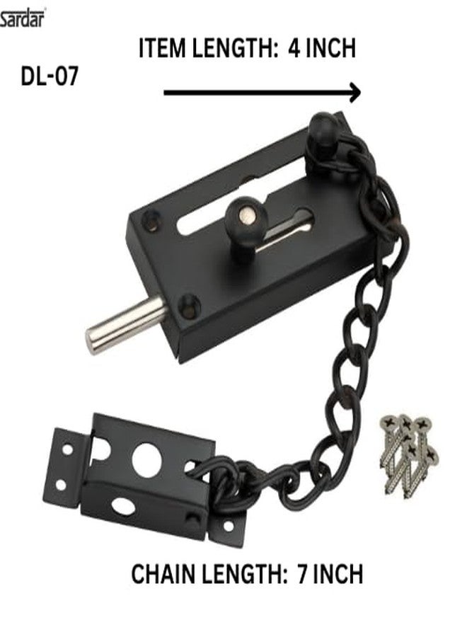 Sardar DL-07 Stainless Steel Door Latch with Chain for Home Security (Black) - Image 2